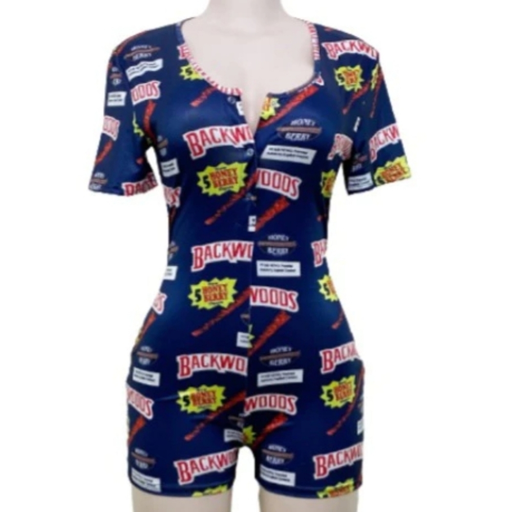 Short-sleeved Blue Backwoods Onesie